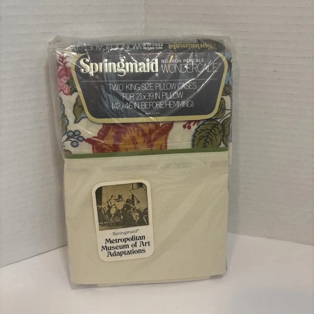 NOS Vintage Springmaid Metropolitan Museum of Art Two King Size Pillowcases USA